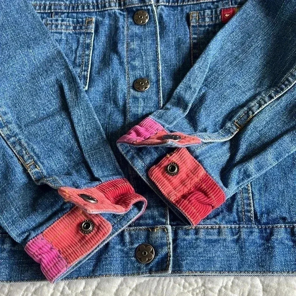 Floral Embroidered Girl’s Jeans  Denim Snap Jacket + Cotton Dress Size 6 Set - Picture 9 of 16